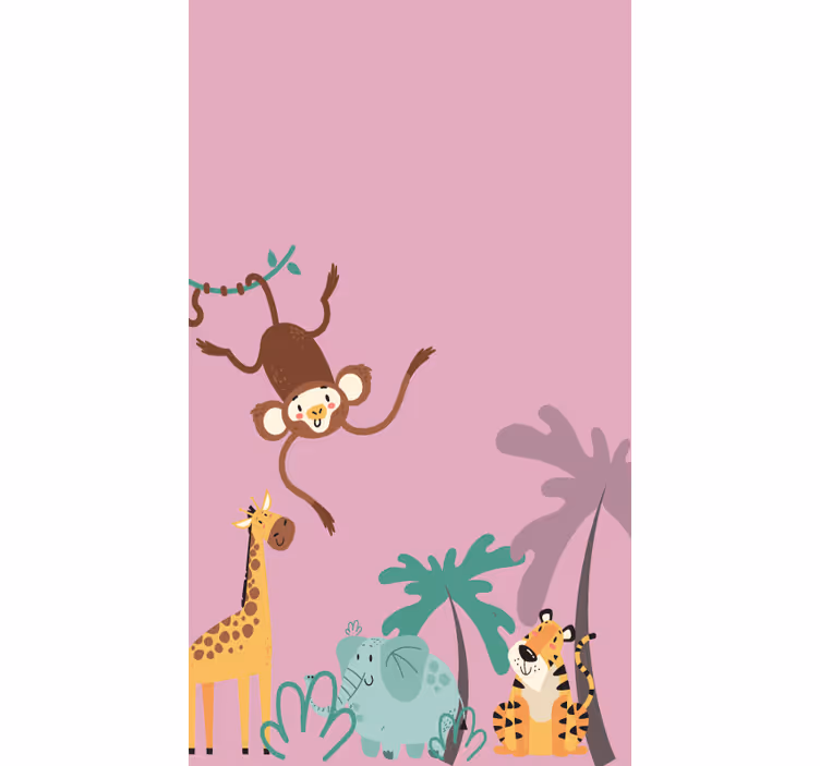 "boho" barn djungel olika djur rullgardin - Tenstickers