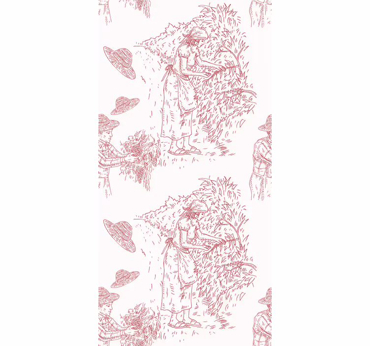 Skörd scen illustration Rullgardin blommor och växter - Tenstickers