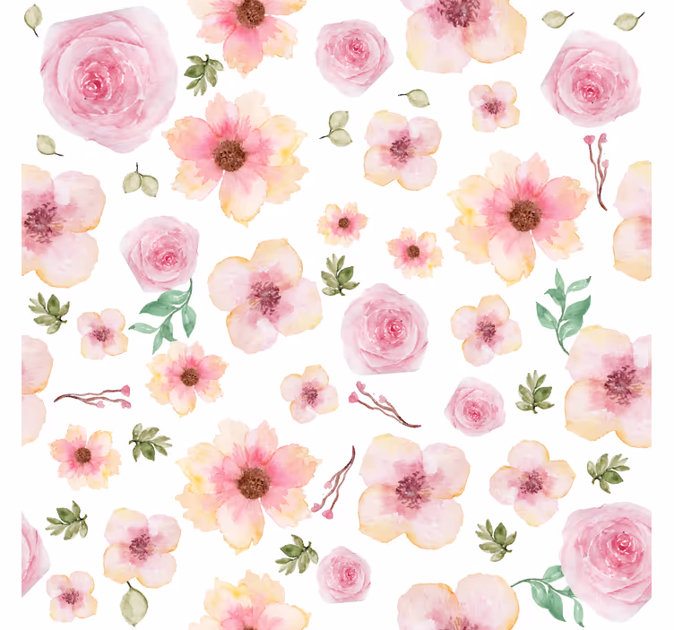 Rosa blommor mönster rullgardin - Tenstickers