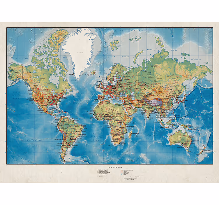 Mercator Rullgardin världskarta - Tenstickers