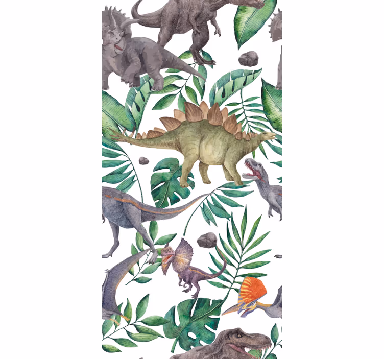 Jurassic akvarell mönster Rullgardin dinosaurie - Tenstickers