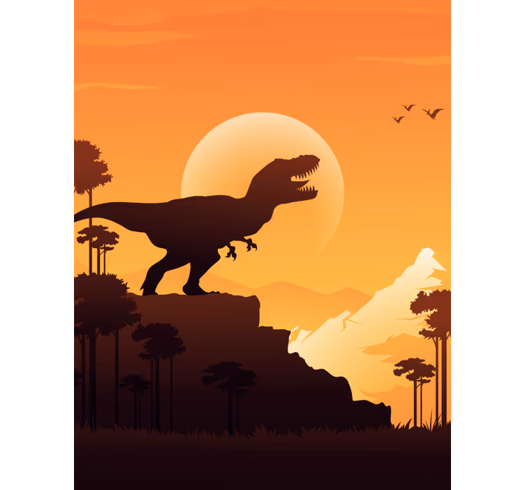 T-rex siluett Rullgardin dinosaurie - Tenstickers
