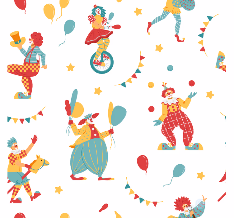 Clowner med ballonger Rullgardin roligt - Tenstickers