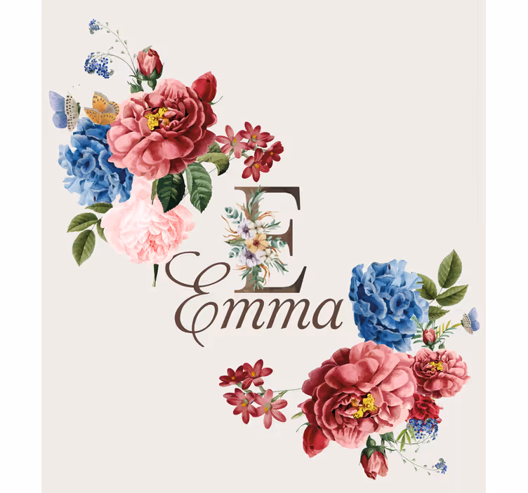 Blommig initial Rullgardin personlig - Tenstickers