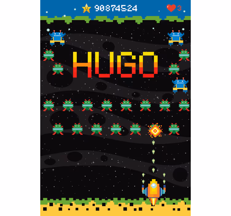 8 bitars arkadskärm Rullgardin nörd - Tenstickers