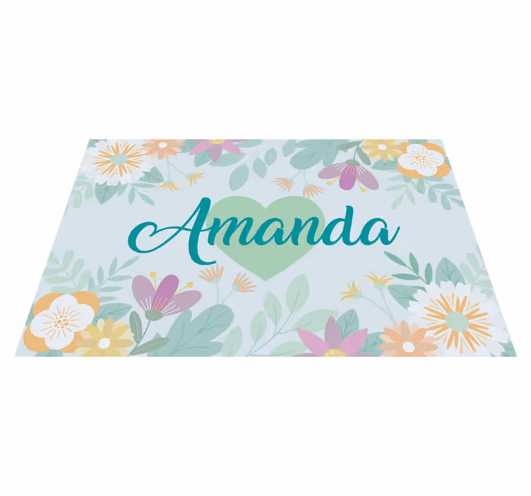 Bordstabletter med namn flower heart amanda - Tenstickers