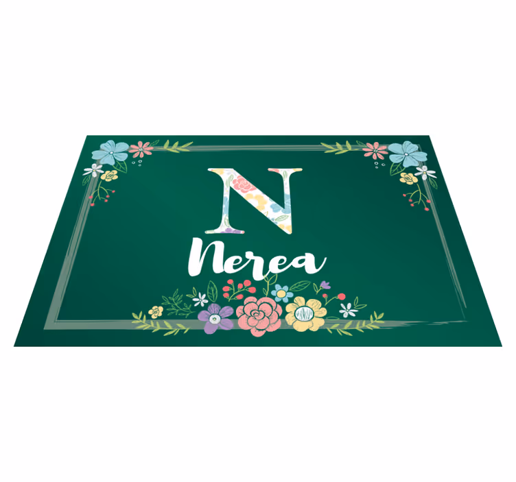 Grönt med blommor anpassningsbara namn bordstabletter - Tenstickers