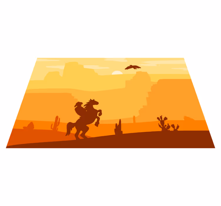 Silhuett av cowboyscen bordstabletter original - Tenstickers