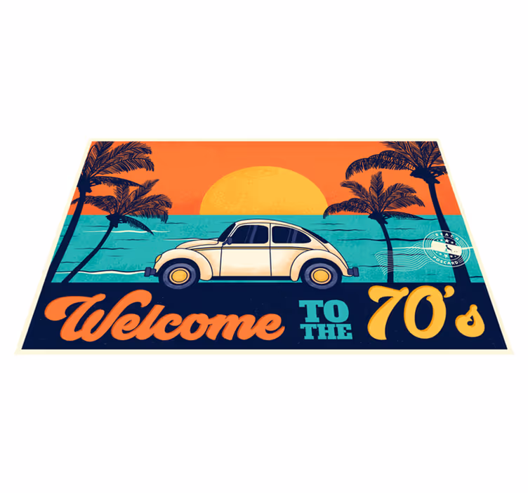 Bordstabletter elegant retro 70-tals strandscen - Tenstickers
