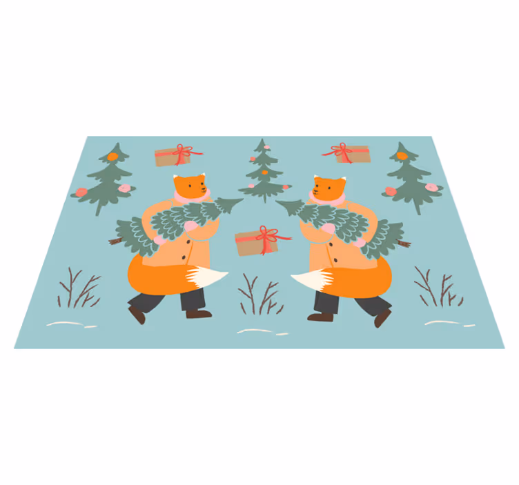 Jul bordstabletter festlig räv bärande träd - Tenstickers