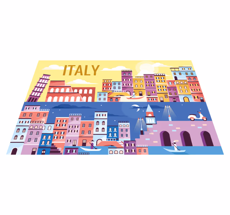 Bordstabletter med namn vibrant italiensk stadssilhuett - Tenstickers