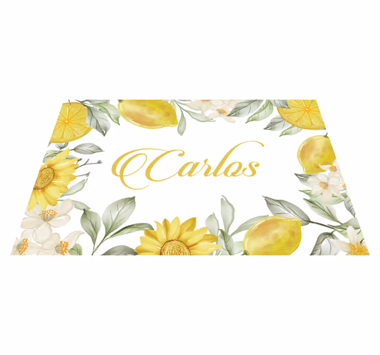 Bordstabletter med namn citronblomsterarrangemang - Tenstickers