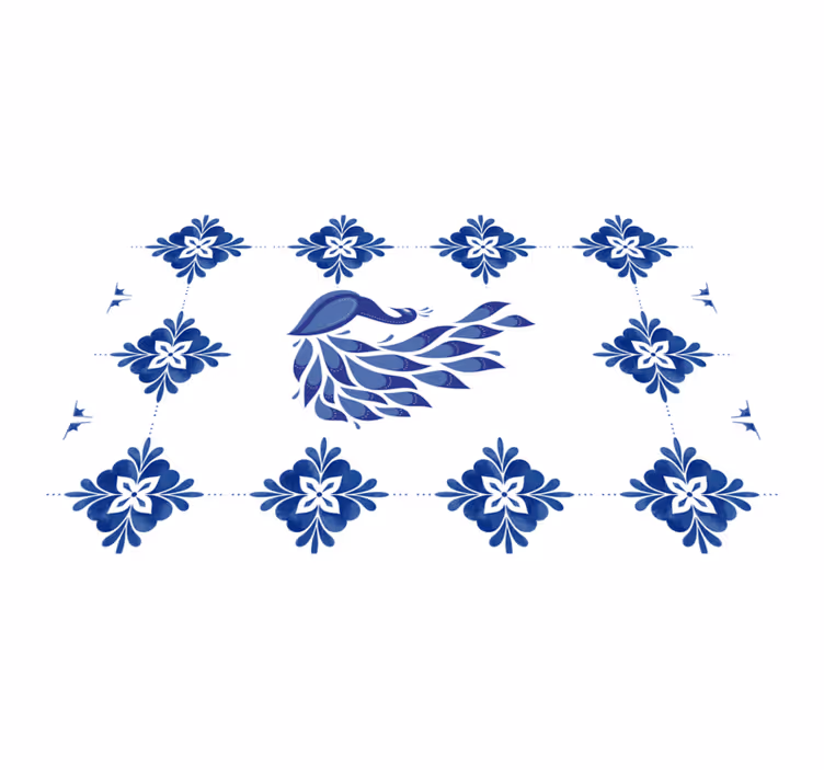 Peacock floral motif bordstabletter original - Tenstickers