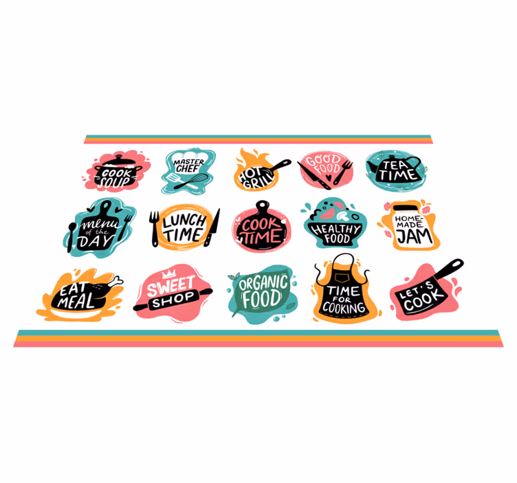 Matlagning mat köksbricka logotyper hemmat - Tenstickers