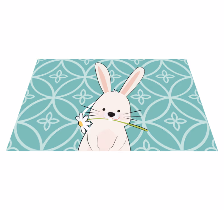 Söt kanin med blomma bordstabletter barnen - Tenstickers