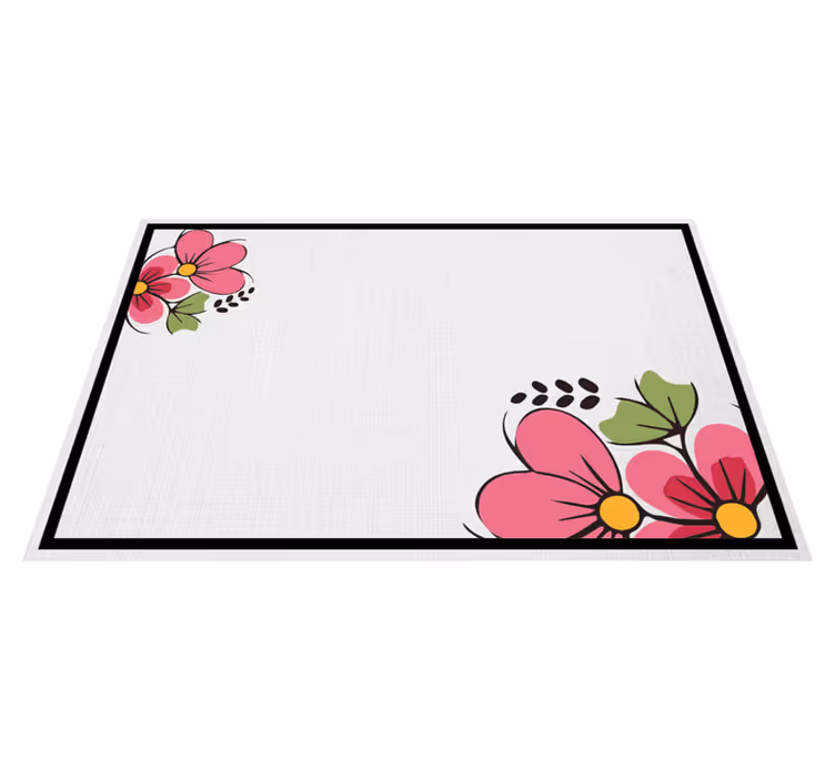 Rosa tecknade blommor original bordstabletter - Tenstickers