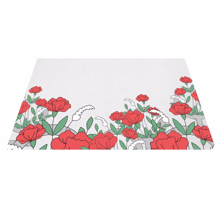 Röda ritade blommor original bordstabletter - Tenstickers