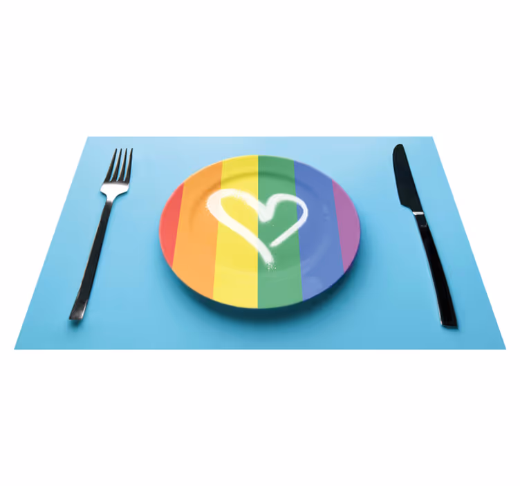 Regnbåghjärta med bestick modern maträtt - Tenstickers