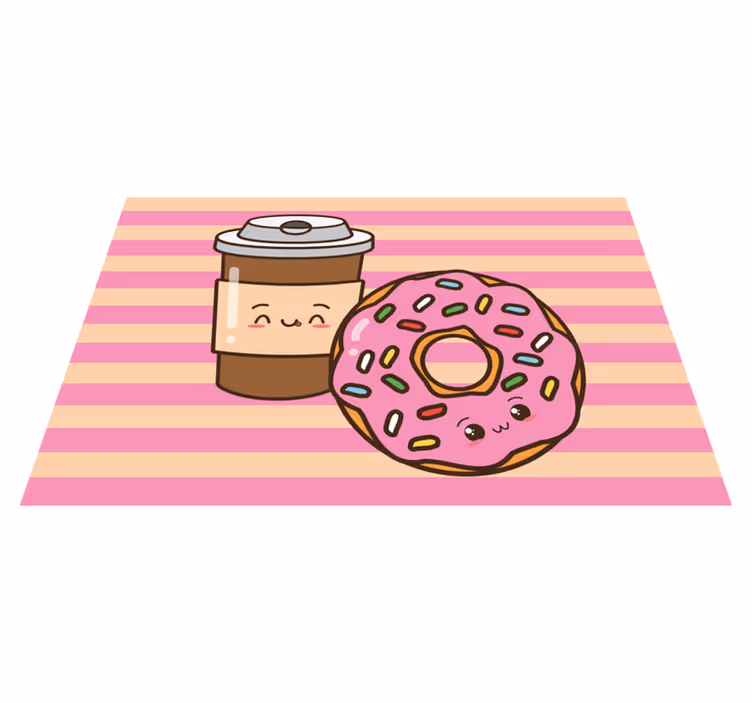 Rosa donut och kaffe ursprungliga bordstabletter - Tenstickers
