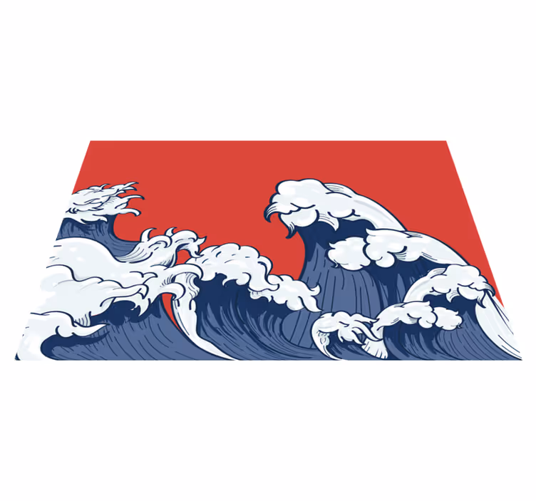 Röd kanagawa-våg bordstabletter original - Tenstickers