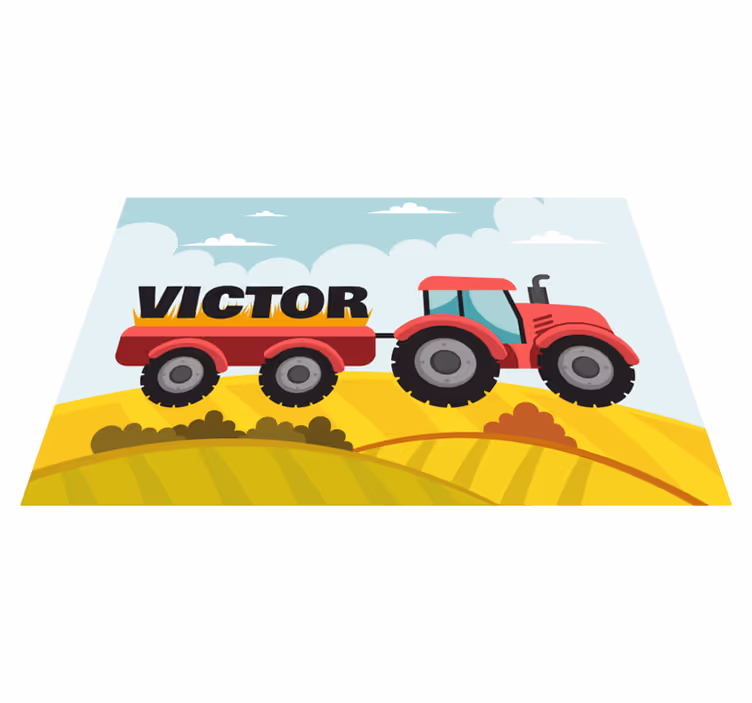Färgglad traktor och namn personlig bordstabletter - Tenstickers