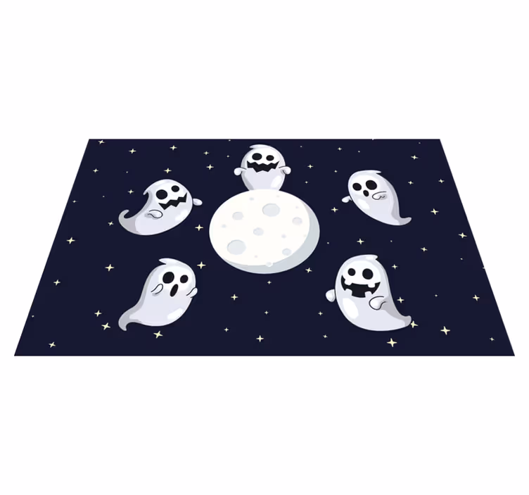 Vita flygande spöken måne halloween bordstabletter - Tenstickers