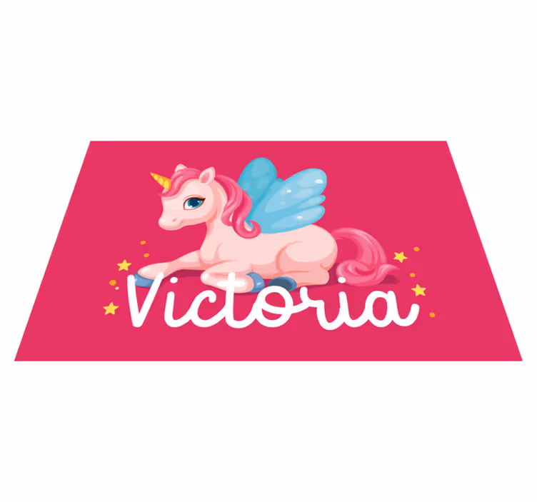 Roliga rosa glada enhörning personliga mattor - Tenstickers