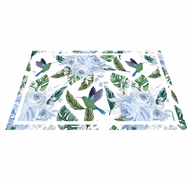 Bordstabletter modernt med blommig kolibri mönster - Tenstickers