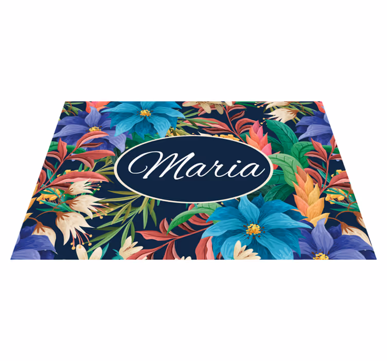 Bordstabletter med namn floral personlig tallrik - Tenstickers