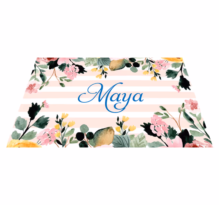 Bordstabletter med namn floral anpassad namn - Tenstickers
