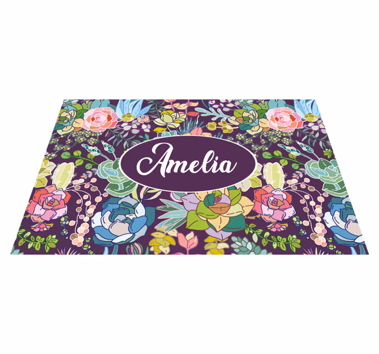 Bordstabletter med namn floral anpassad konst - Tenstickers