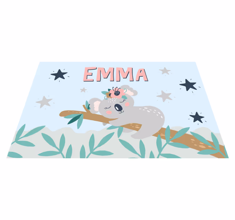 Söt koalatjej med namn barn bordsmattor - Tenstickers