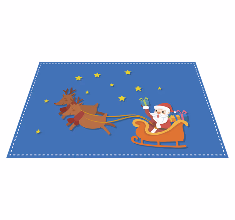 Tecknad jultomte i hans släde julmattor - Tenstickers