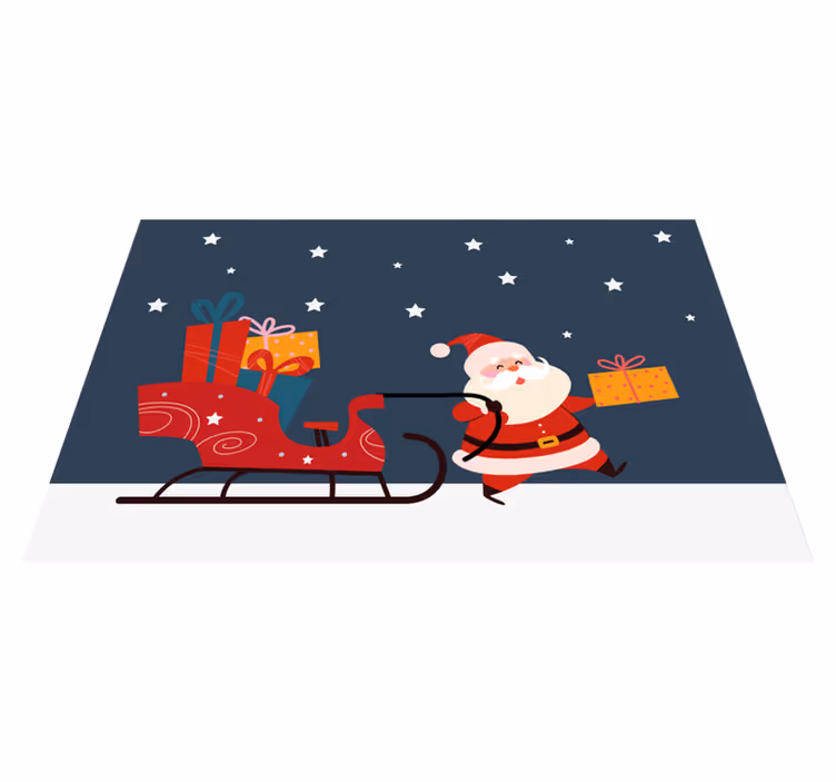 Tecknad jultomte med gåvor julmattor - Tenstickers