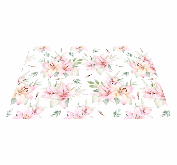 Rosa akvarell blommönster bordstablett - Tenstickers