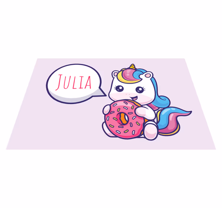 Unicorn med donut Bordstabletter med namn - Tenstickers