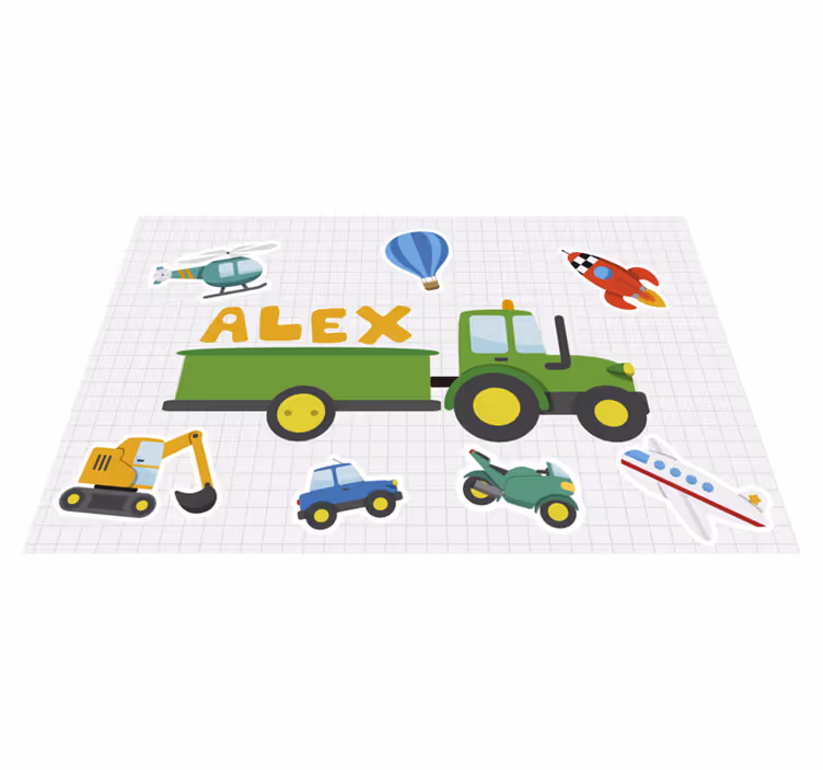 Olika tecknade transporter med namn - Tenstickers