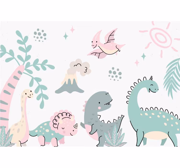 Pastell dinosaurier Fototapeter Spädbarn - Tenstickers
