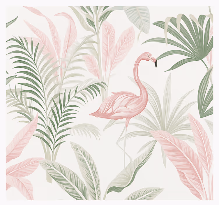 Tropisk flamingo-oas Fototapeter Salong - Tenstickers