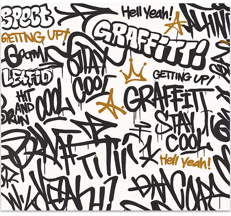 Svartvit graffiti Fototapeter Ungdomar - Tenstickers
