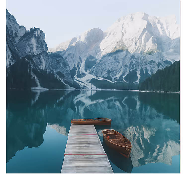 Lago di braies, dolomiterna Fototapeter Fjäll - Tenstickers