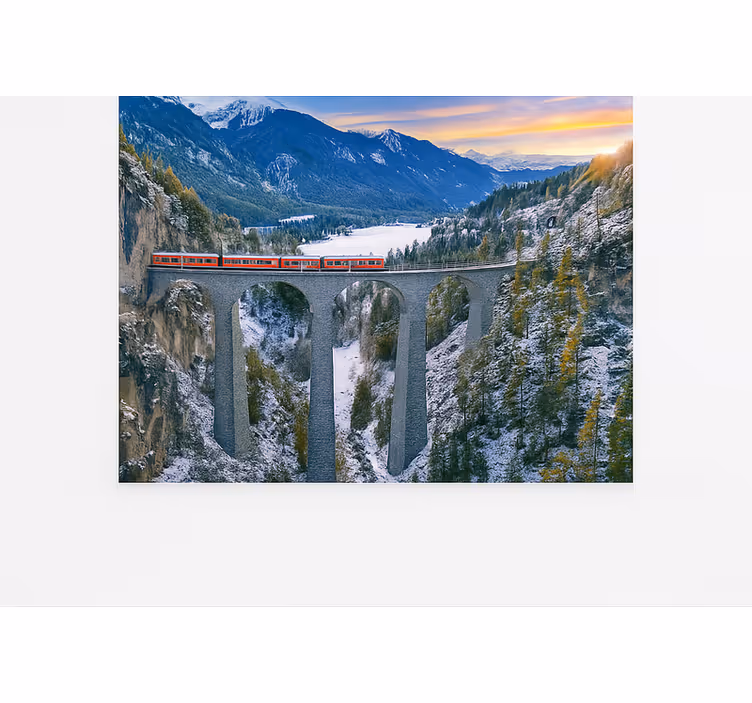 Schweiziskt tåg på landwasser-viadukten Fototapeter Fjäll - Tenstickers