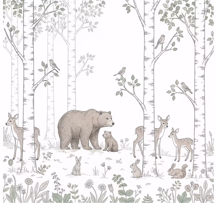 Fototapeter skogar lekfull skiss av skog - Tenstickers