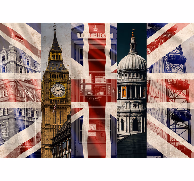Collage av london ikoner Fototapeter Salong - Tenstickers