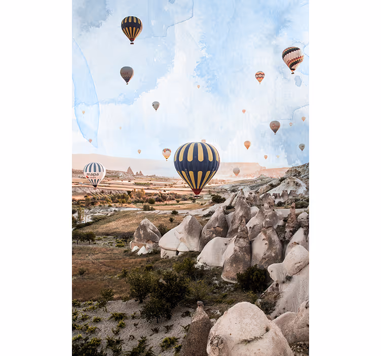 Fototapeter Öknar kappadokiens luftballonger - Tenstickers