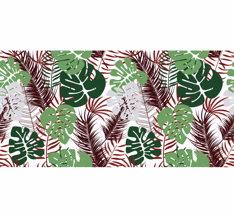 Fototapet djungel monstera blad med röda grenar - Tenstickers