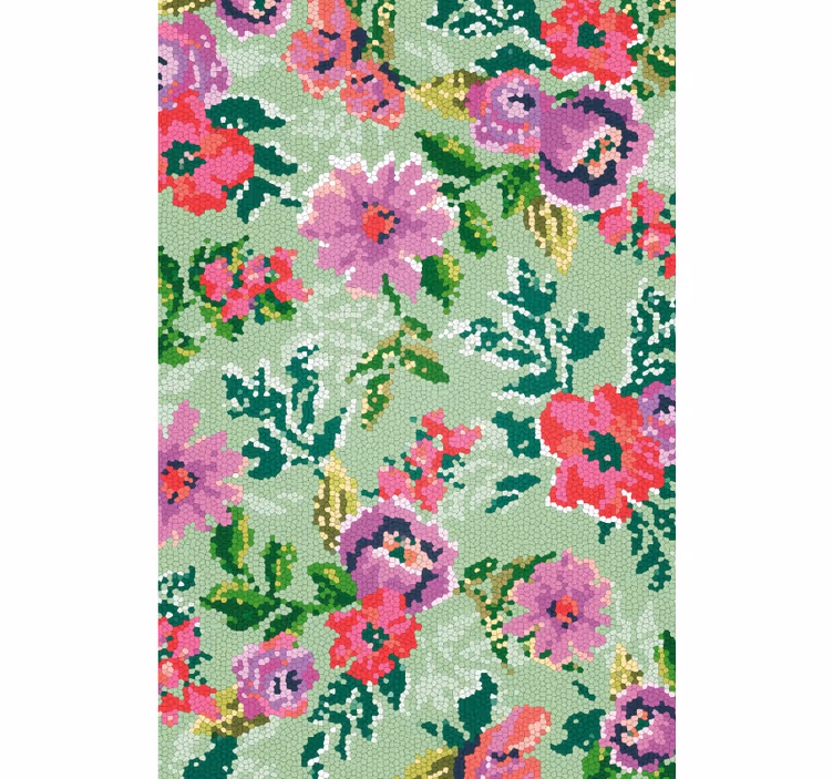 Badkar fototapeter mosaik av olika blommor - Tenstickers