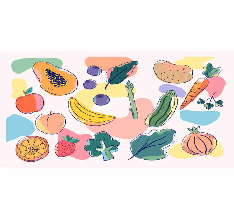 Fototapeter kök färgglada frukter - Tenstickers