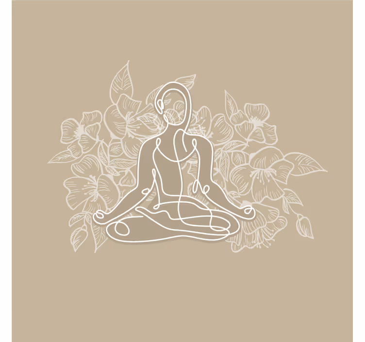 Fototapeter beige mediterande kvinna yogamatta - Tenstickers
