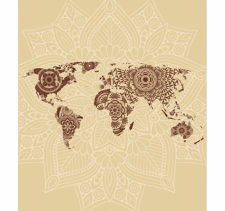 Fototapeter beige världskarta mandala stil - Tenstickers
